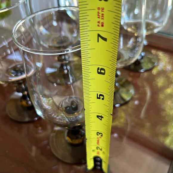 Set of 6 Libbey Stemmed Tulip Glasses Smoky Base 6.5” Vintage Goblets - Picture 9 of 9